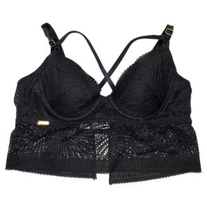 Lace Longline Underwire Black Bra